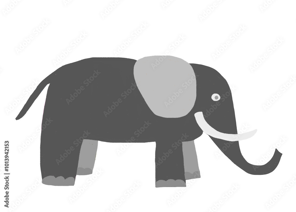 Fototapeta premium Naive illustration, child drawing of a grey elephant, Austria, Europe