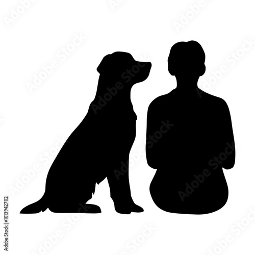 Labrador Dog with Human Silhouette