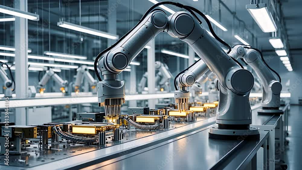 Robotic Arms Operating in High-Tech Automated Production Line
Robotic Arms Operating in High-Tech Automated Production Line