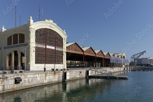 Tinglado del Puerto, historic harbour building, Valencian Modernism, Valencia, Spain, Europe photo