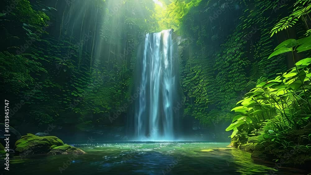 beautiful waterfall in the forest, Generative AI beautiful waterfall in the forest, Generative AI