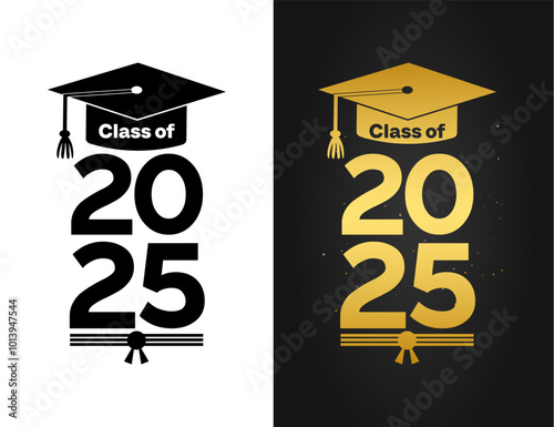 Class of 2025 Congratulations Graduates typography design vector.