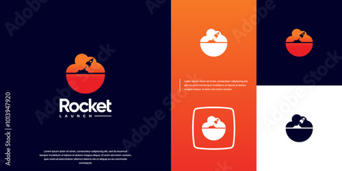 rocket launch logo , space explorer , education , science , graphic design template.