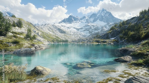 Serene Mountain Lake Reflection Under Clear Skies