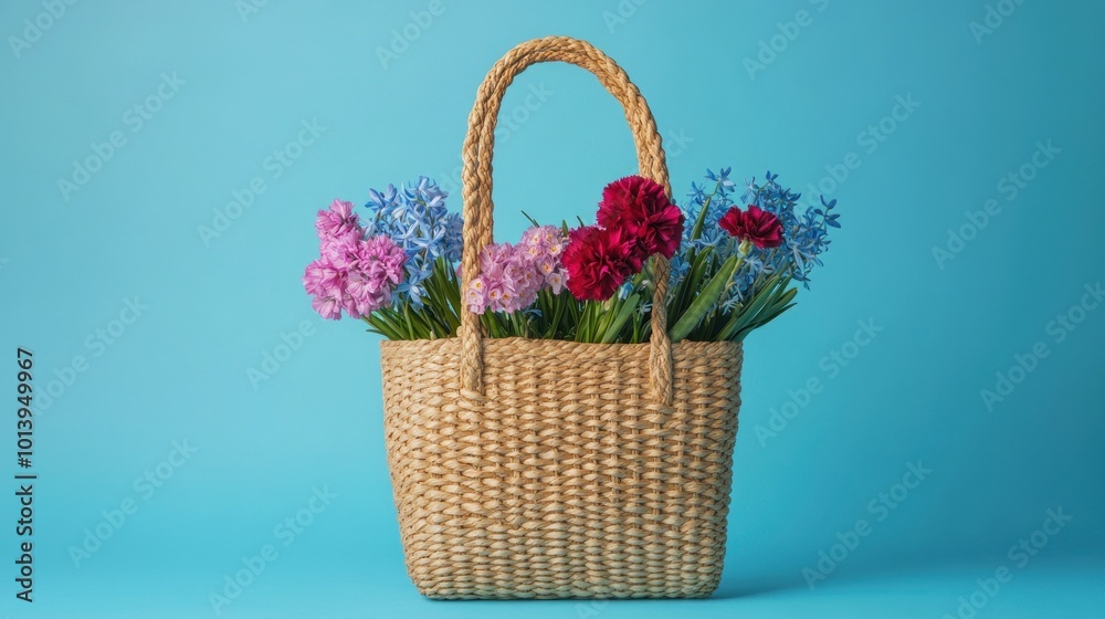 Flowers in a Wicker Basket