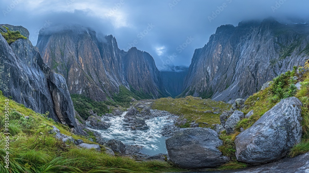 Majestic Mountain Valley with a Flowing River