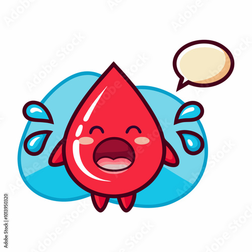 Blood drop cartoon illustration with crying gesture, cute style (2)