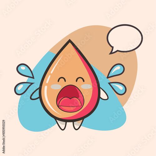 Blood drop cartoon illustration with crying gesture, cute style (4)