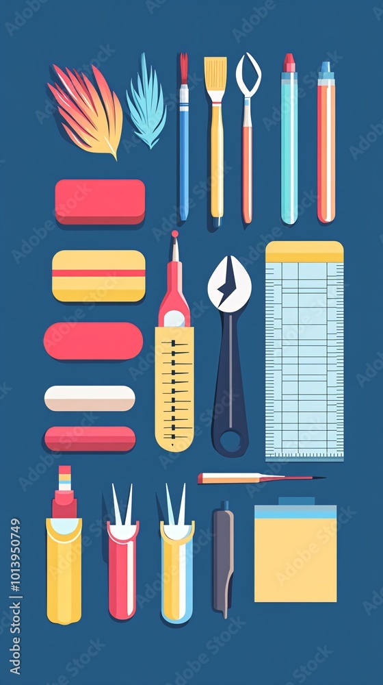 A collection of art and craft supplies. A collection of art and craft supplies.