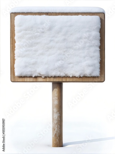 Customizable Blank Wood Signs with Snow for Winter Themed Graphic Design and Poster Projects photo