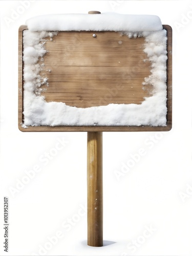 Customizable Blank Wood Signs with Snow for Winter Themed Graphic Design and Poster Projects photo