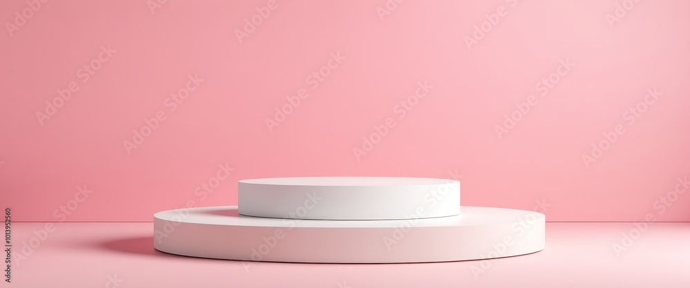 3D podium on pink background in studio 3D podium on pink background in studio