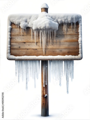 Customizable Blank Wood Signs with Snow for Winter Themed Graphic Design and Poster Projects photo