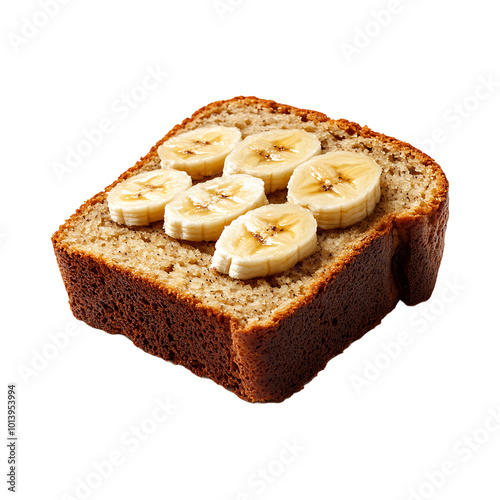 A slice of banana bread isolated on transparent background.