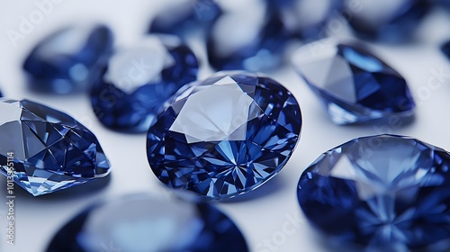 A stunning close-up view of a large, beautiful blue sapphire, highlighting its brilliant facets and deep, rich color photo