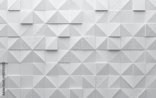 A textured white wall featuring a pattern of three-dimensional triangles, creating a modern and minimalist aesthetic.