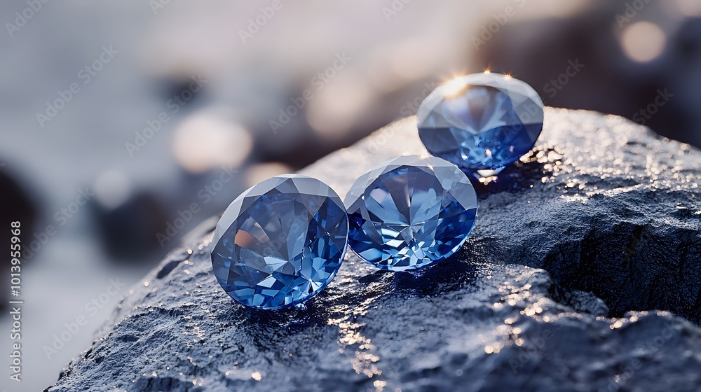 A stunning close-up view of a large, beautiful blue sapphire, highlighting its brilliant facets and deep, rich color A stunning close-up view of a large, beautiful blue sapphire, highlighting its brilliant facets and deep, rich color