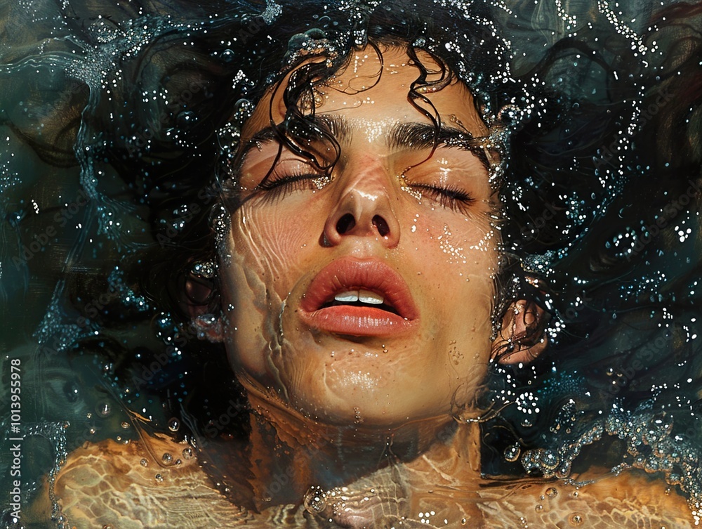 Submerged Beauty: Woman Underwater Portrait Submerged Beauty: Woman Underwater Portrait