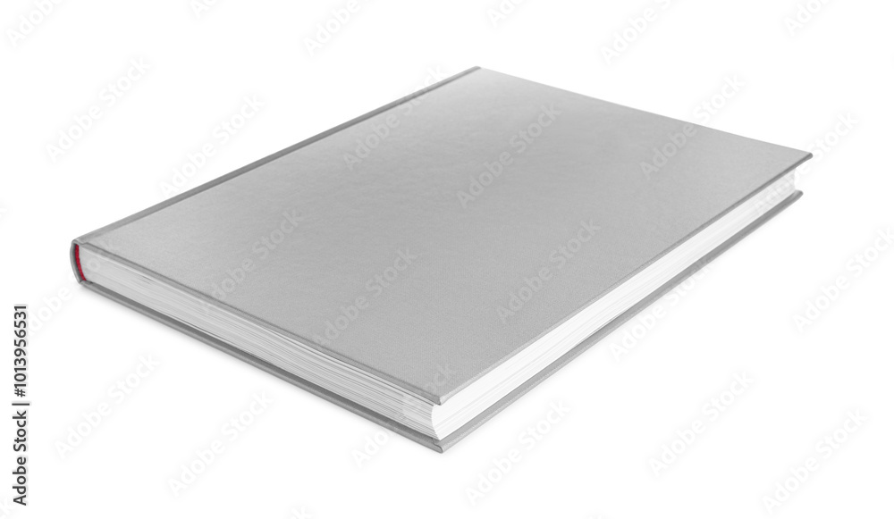 Closed book with grey hard cover isolated on white Closed book with grey hard cover isolated on white