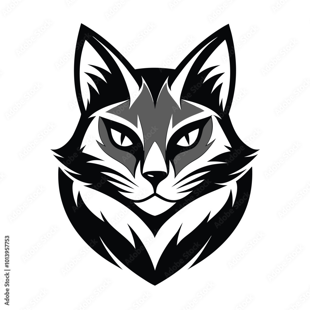 Fototapeta premium black cat head mascot logo illustration 