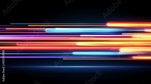 Vibrant abstract background showcasing colorful light streaks on a dark backdrop, perfect for digital design or technology themes.