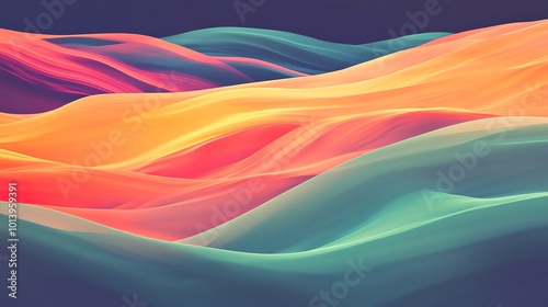 Vibrant abstract waves in hues of orange, teal, and purple create a mesmerizing visual flow, perfect for modern design projects.