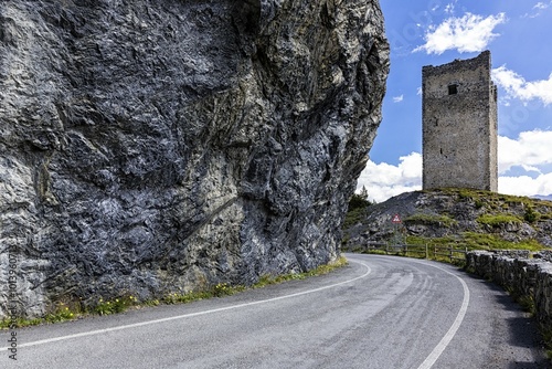 Mountain pass road Fraele or Passo di Fraele, Sondrio Province, Italy, Europe photo