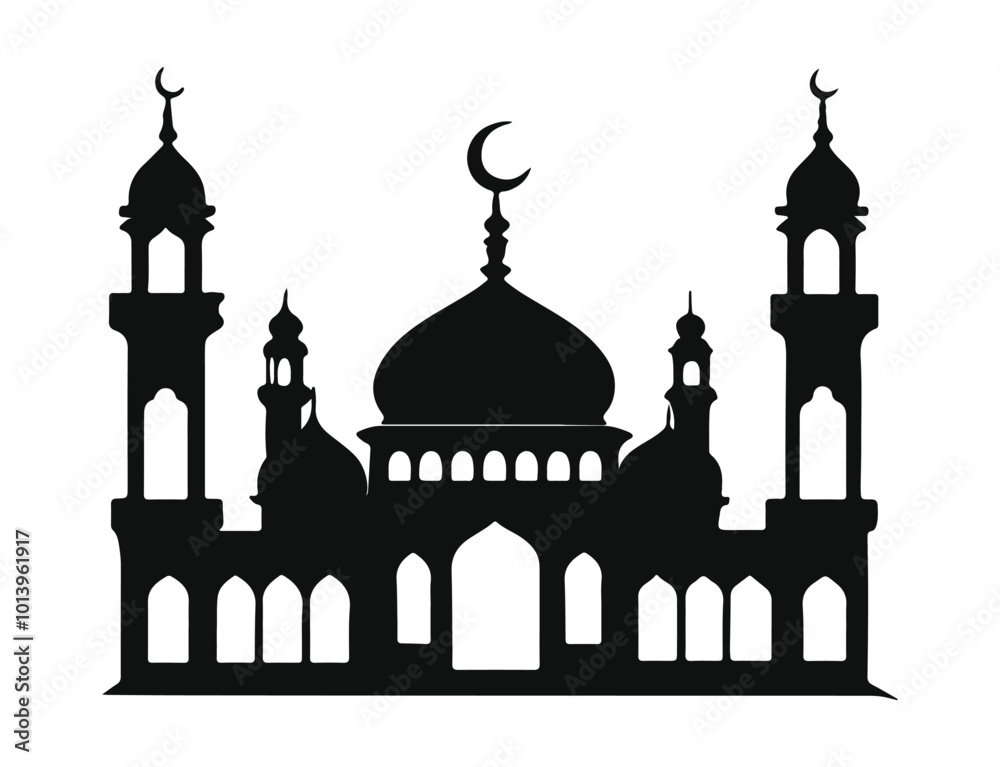 Fototapeta premium Stylized silhouette design of a mosque with minarets
