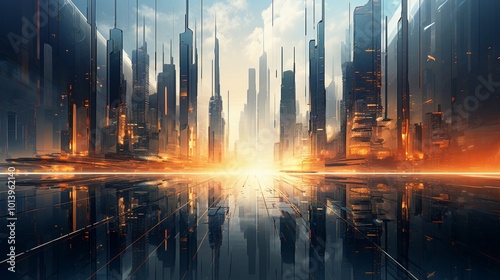 a futuristic abstract cityscape, with intricate structures and a sense of architectural innovation