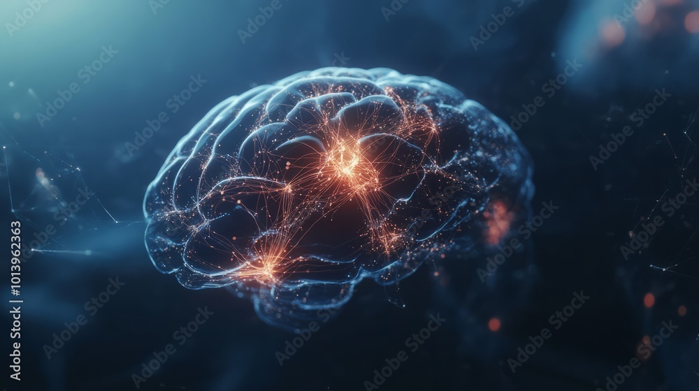 x-ray of human brain with neon lights