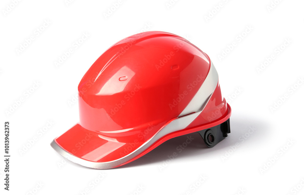 Fototapeta premium Orange hard hat isolated on white. Safety equipment