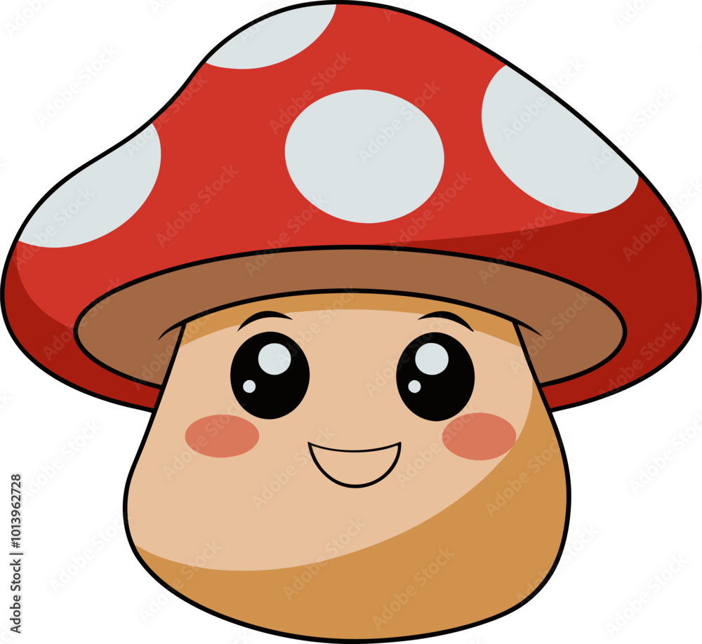 Happy cute kawaii mushroom for print and kids illustrations Happy cute kawaii mushroom for print and kids illustrations