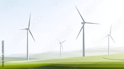 Wind turbines stand tall in a grassy field, generating clean energy.