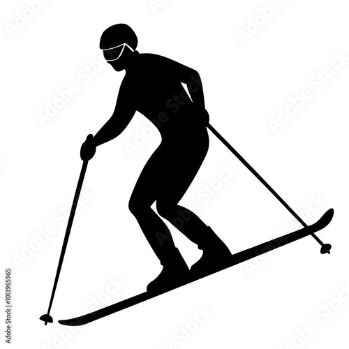 Skiing silhouette vector illustration