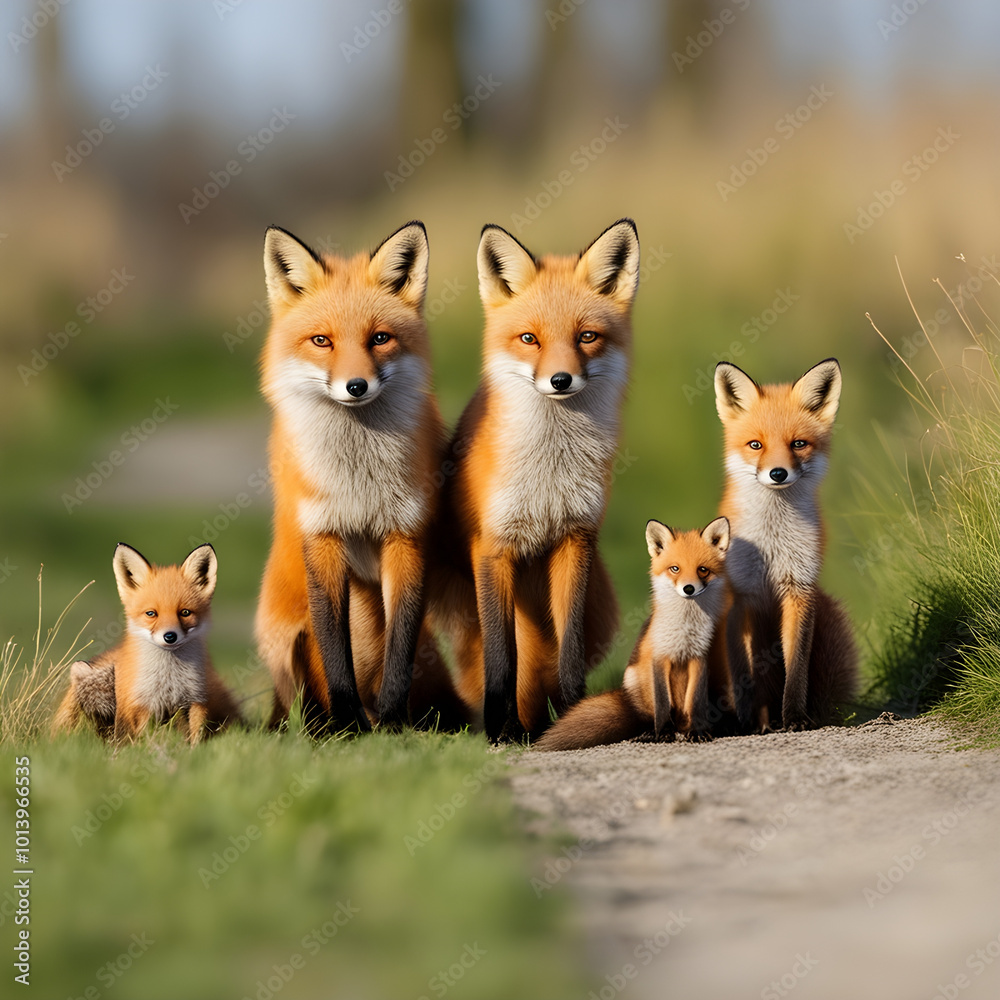 A fox family A fox family