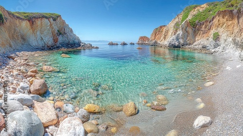 Secluded Cove with Crystal Clear Water and Rocky Shoreline