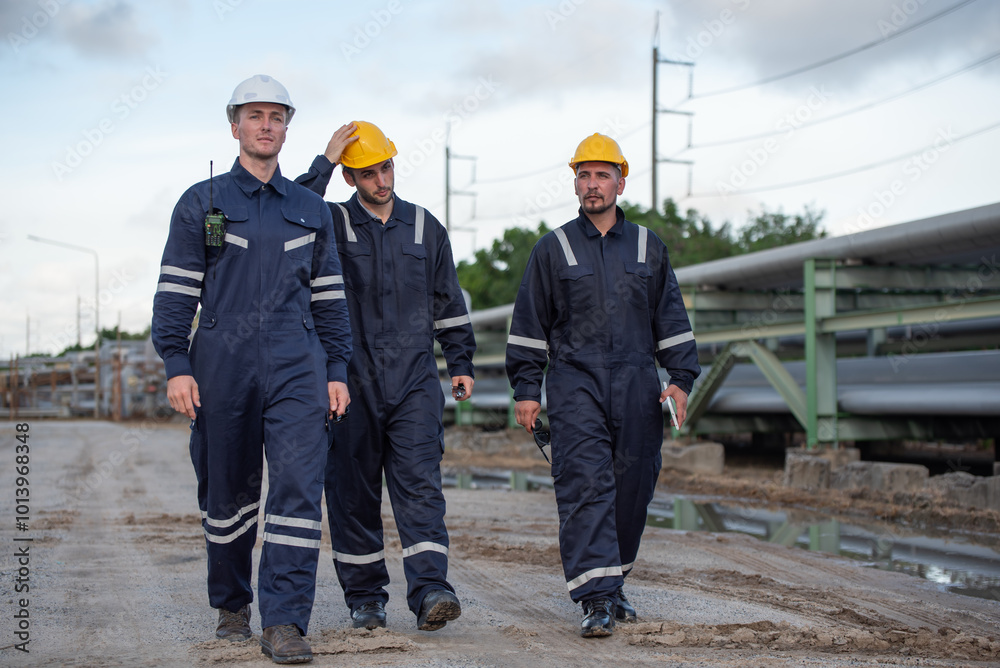Refinery industry, engineer working in industrial production, oil and gas refinery plant industry factory Refinery industry, engineer working in industrial production, oil and gas refinery plant industry factory