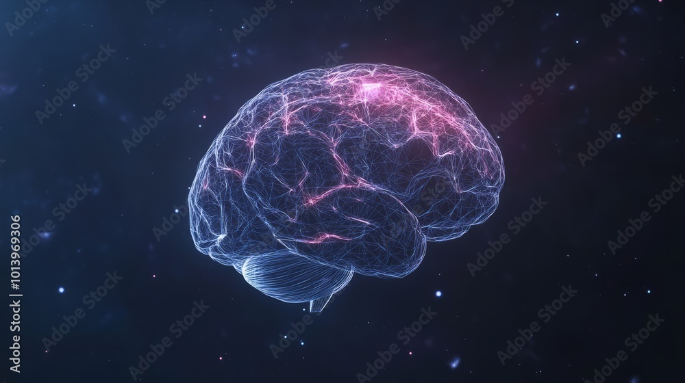 x ray of human brain. human brain with neon colours