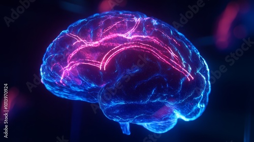 x ray of human brain. human brain with neon colours