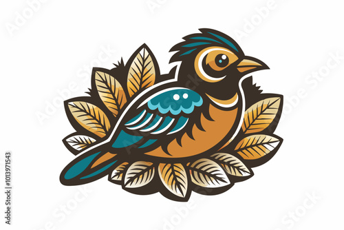 Wallpaper Mural Beautiful bird logo with leaves vector art illustration Torontodigital.ca