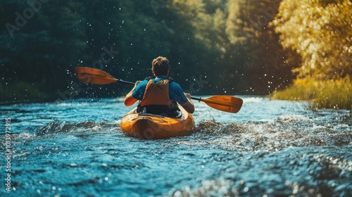 Wallpaper Mural Kayaking through the turbulent waters of a swift river Torontodigital.ca