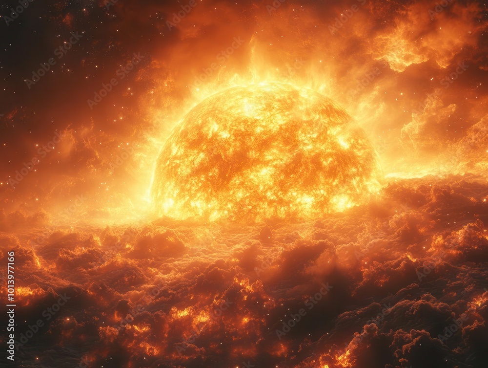 celestial depiction of the sun in space radiating warm light through a vast expanse of darkness symbolizing energy life and the beauty of the cosmos with vibrant colors and ethereal effects celestial depiction of the sun in space radiating warm light through a vast expanse of darkness symbolizing energy life and the beauty of the cosmos with vibrant colors and ethereal effects