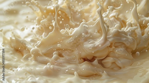 Cream Splash: Close-Up Macro Photography of a Creamy Milk Splash