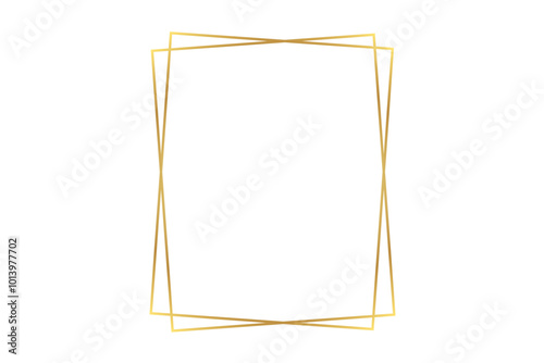 Gold frame isolated on transparent background.
