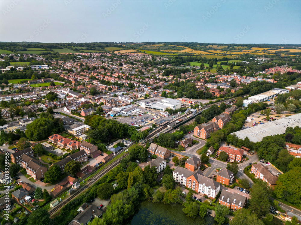 Fototapeta premium Alton Train Station aerial view drone shot UK