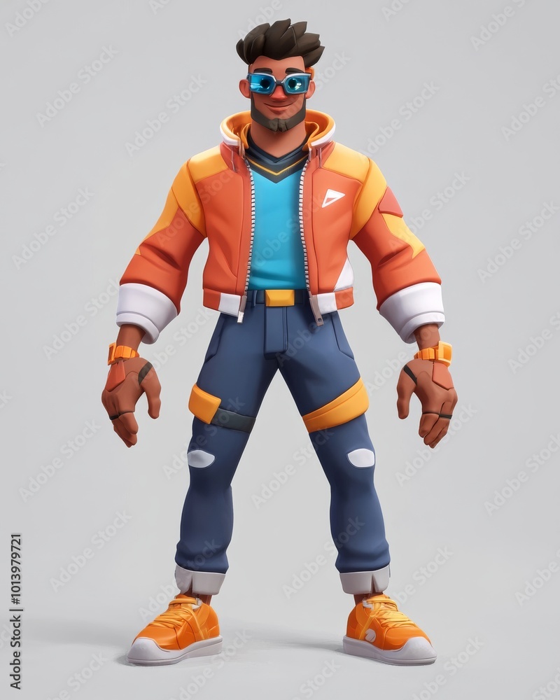 A dynamic trainer character displays a unique design with stylish attire and confident stance A dynamic trainer character displays a unique design with stylish attire and confident stance