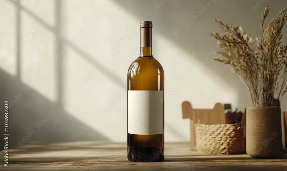 Elegant wine bottle mockup with sophisticated label Elegant wine bottle mockup with sophisticated label