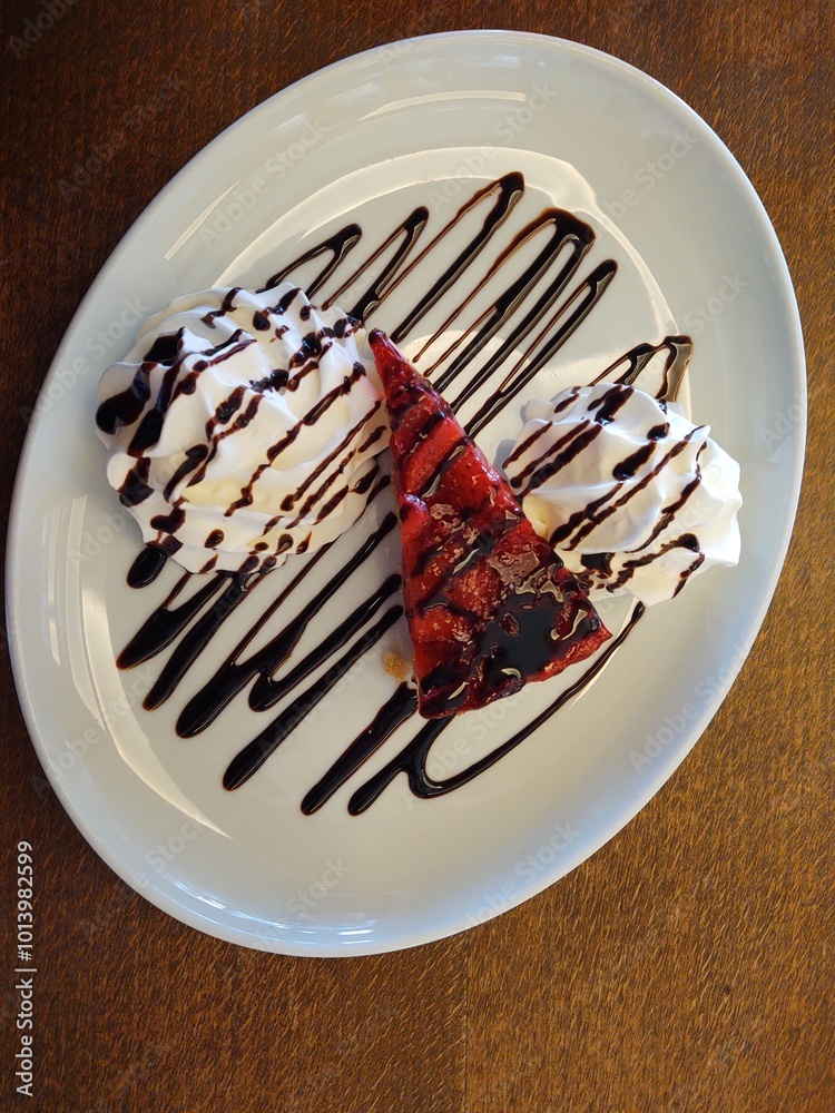 delicious cake with chocolate and strawberries