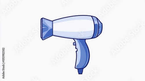 Thin line web icon of a hair dryer with blowing air appliance use symbol Vector illustration on a white background photo