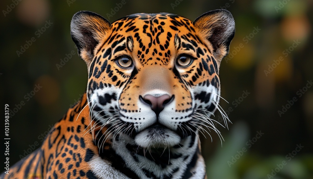 Fototapeta premium Young Jaguar Portrait: Highly Detailed and Ultra-Realistic